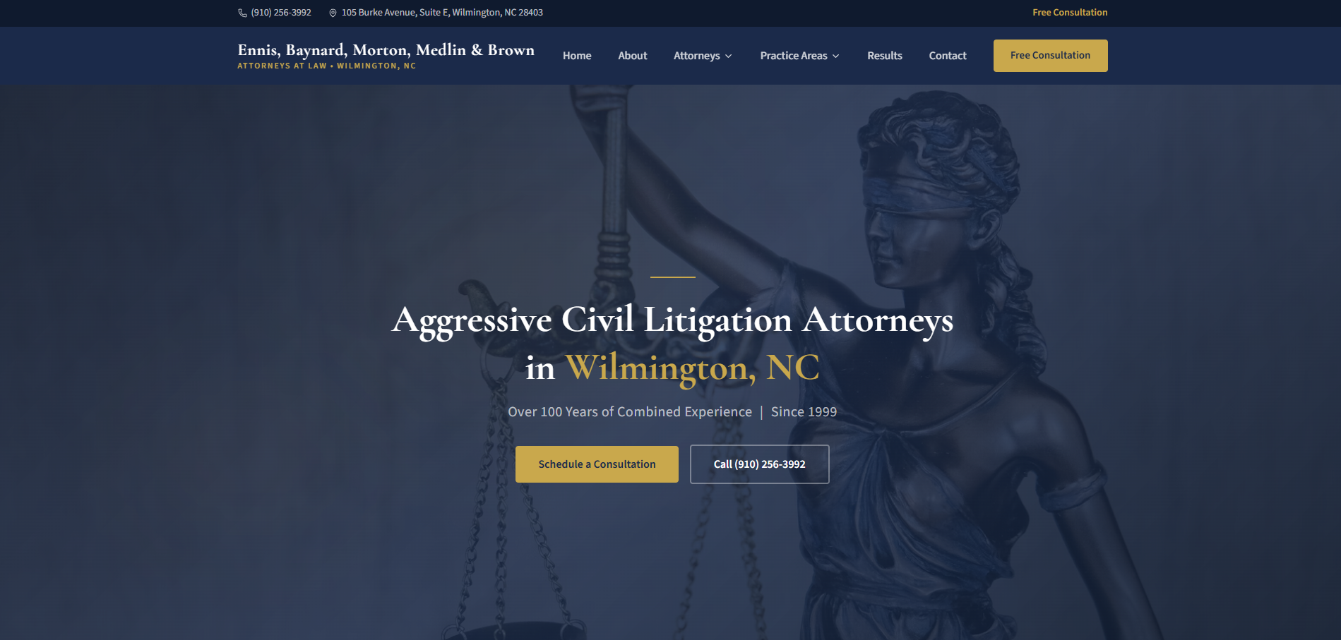 EBMM Law website — law firm web design by LuminArch