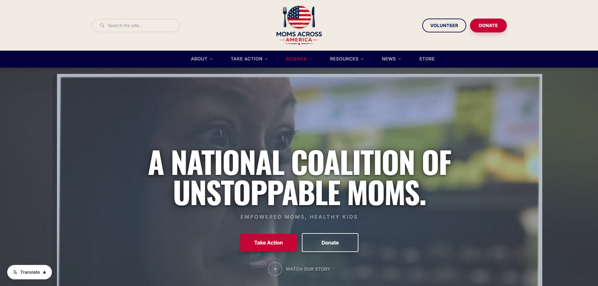 Moms Across America website — nonprofit web design and CMS by LuminArch